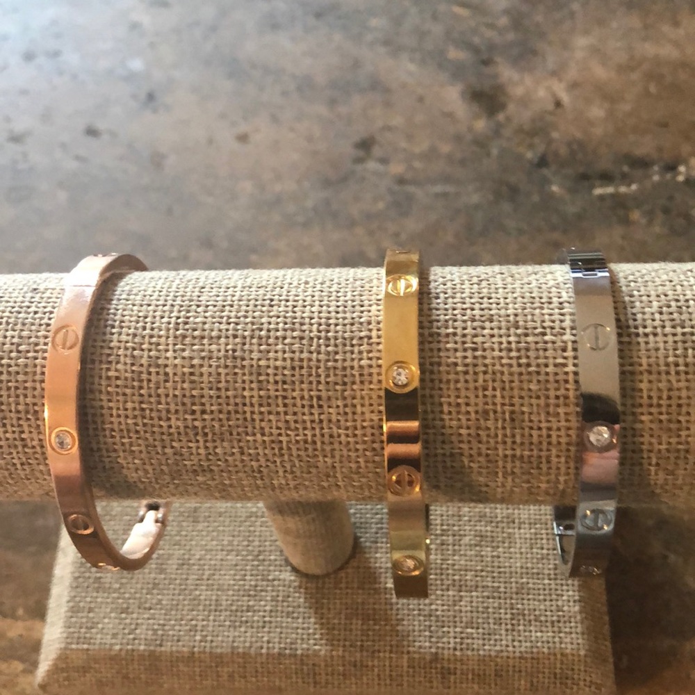 New bangle bracelets with CZ design. 3 colors